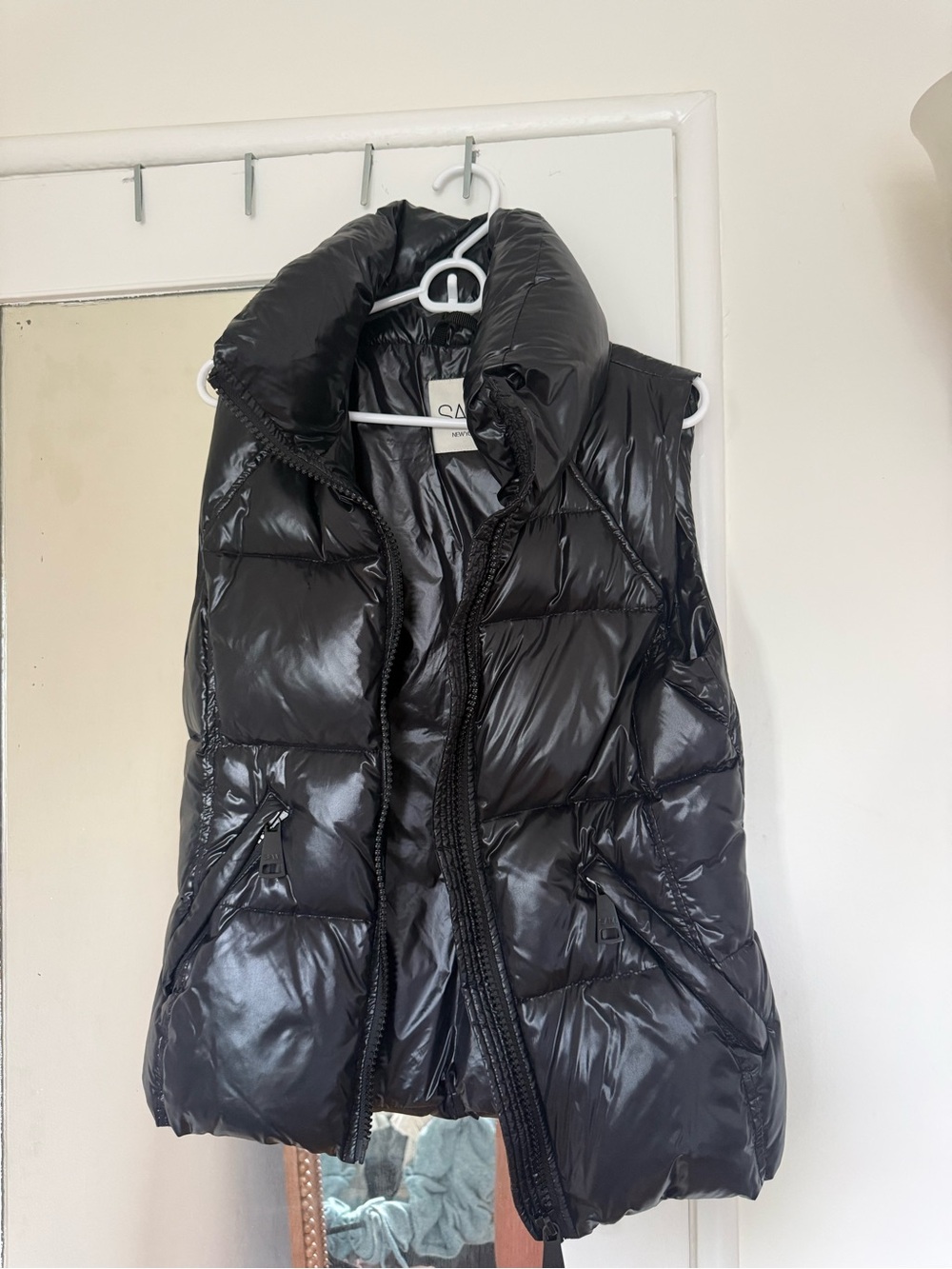 SAM. Black Quilted Puffer Vest with High Collar